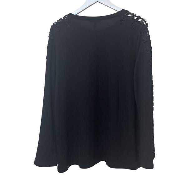 DG2 DIANE GILMAN Black Top Size XL Lace Tee Long Sleeve Womens Rayon Blend NWT - Picture 6 of 11